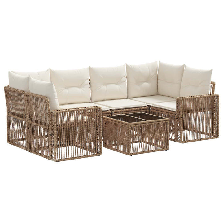 Havesofa Sæt 7 stk. Beige polyrattan