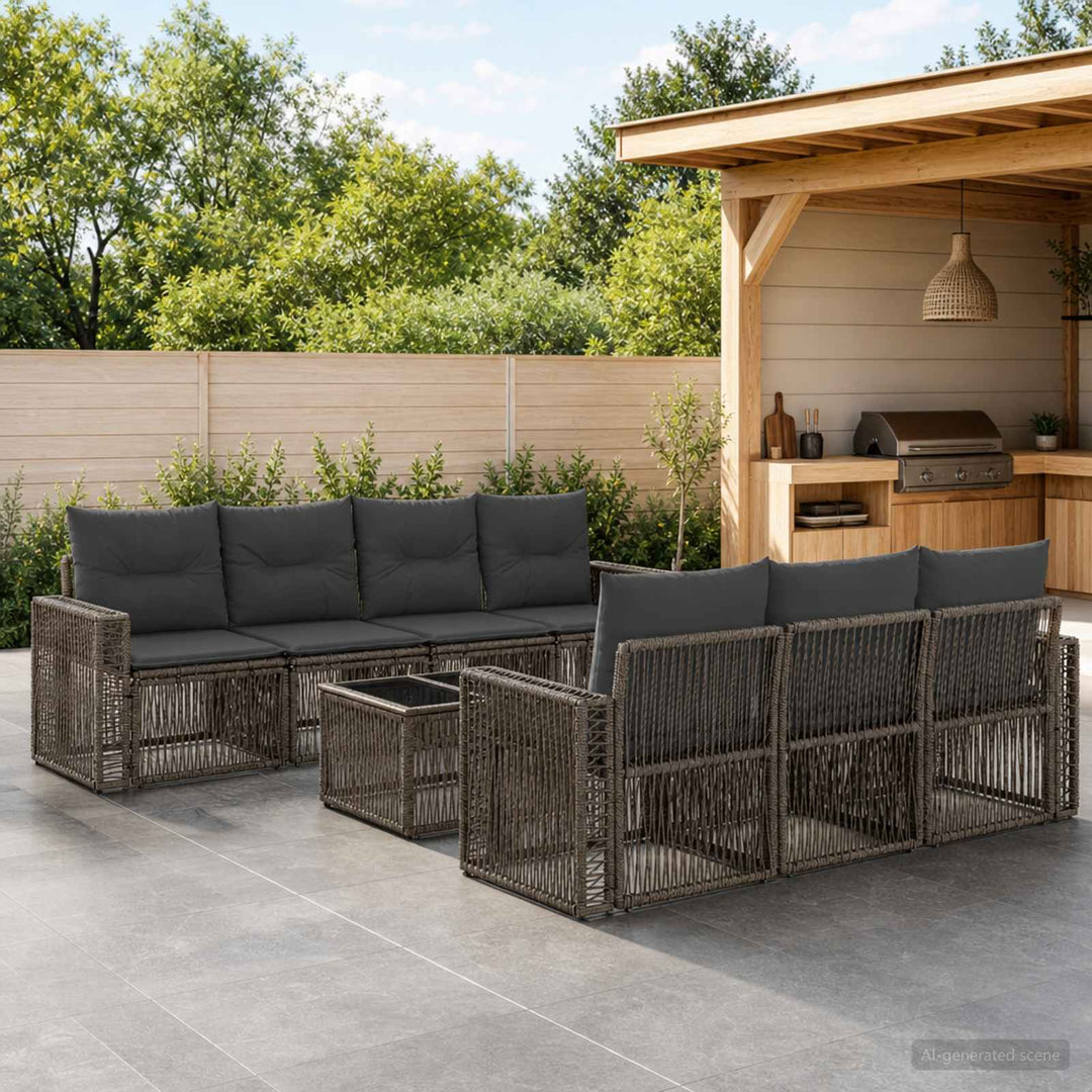 Havesofa Sæt 8 stk. Grå polyrattan