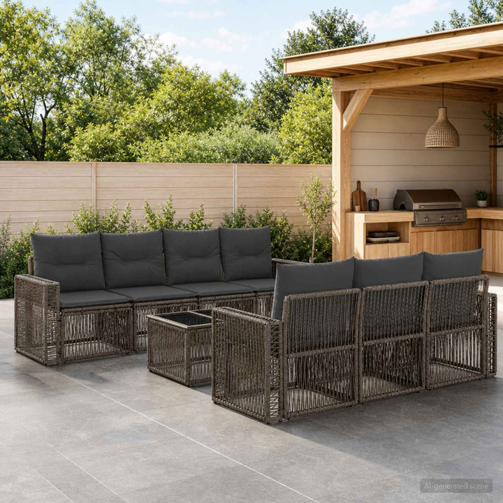 Havesofa Sæt 8 stk. Grå polyrattan