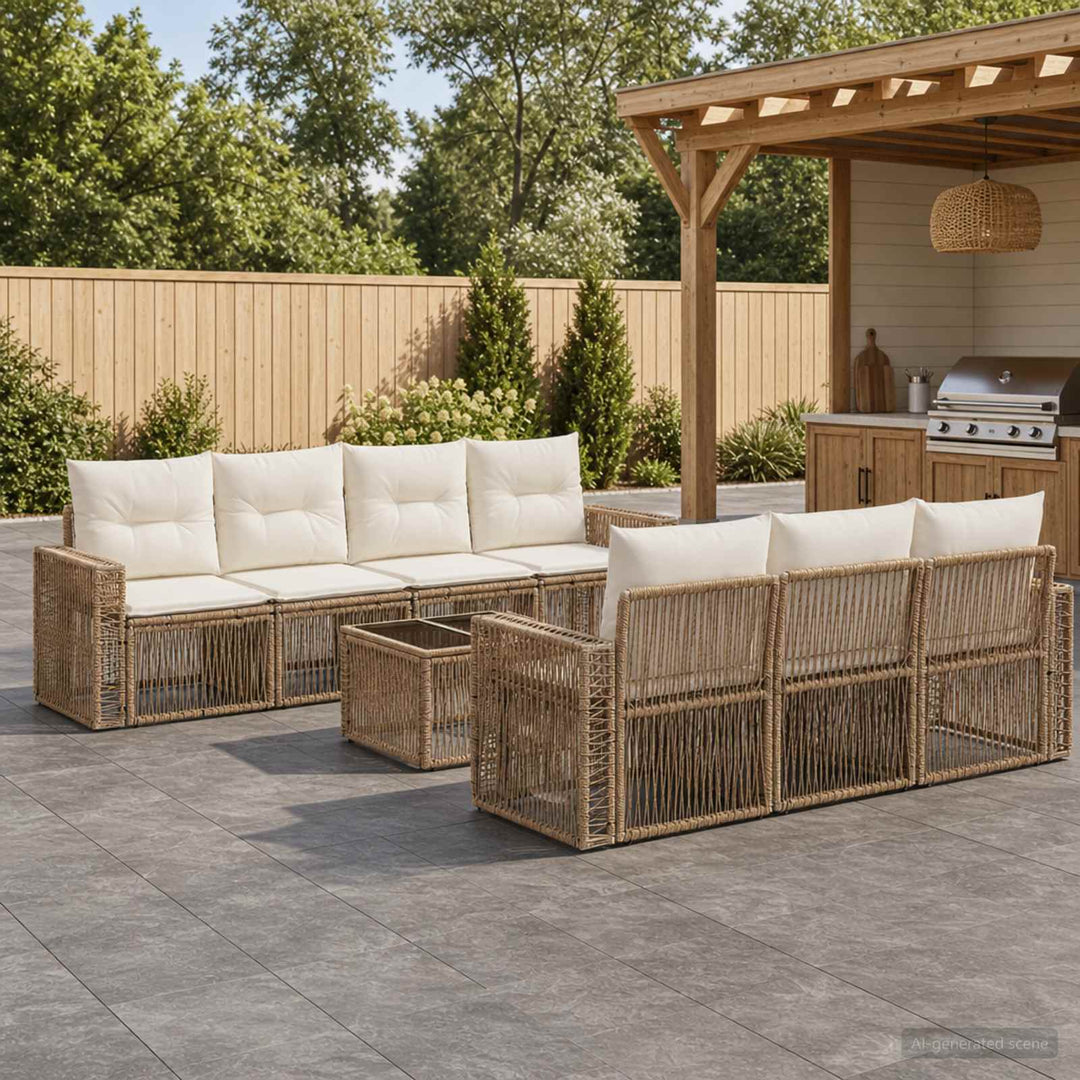 Havesofa Sæt 8 stk. Beige polyrattan