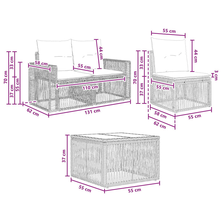 Havesofa Sæt 8 stk. Beige polyrattan