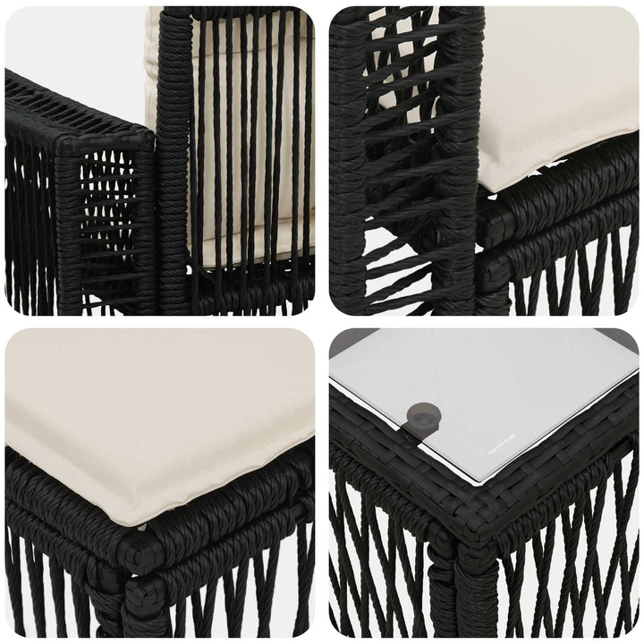 Havesofa Sæt 8 stk. Sort polyrattan
