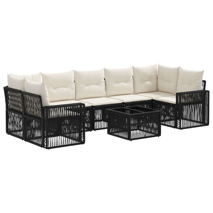 Havesofa Sæt 8 stk. Sort polyrattan