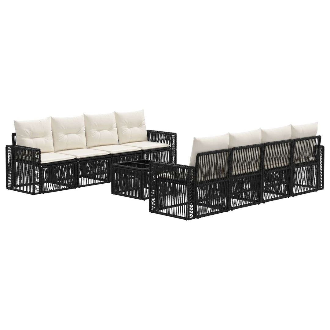 Havesofa Sæt 9 stk. Sort polyrattan