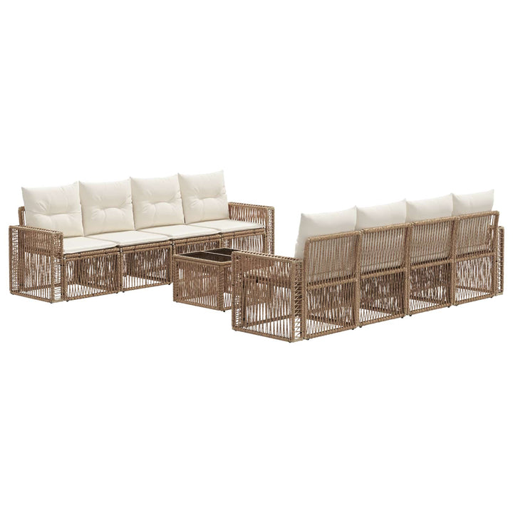 Havesofa Sæt 9 stk. Beige polyrattan