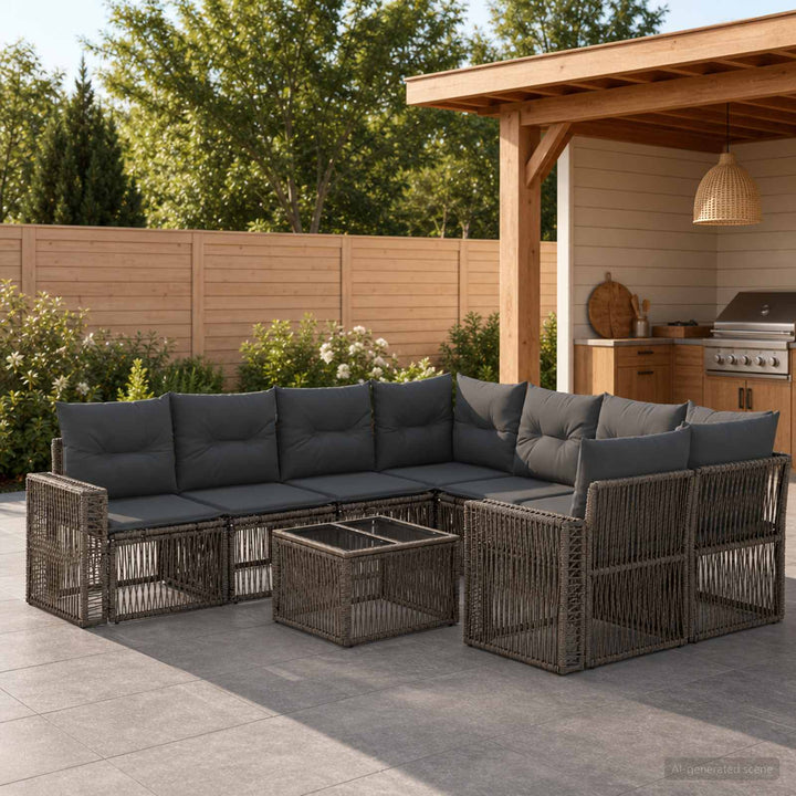 Havesofa Sæt 9 stk. Grå polyrattan