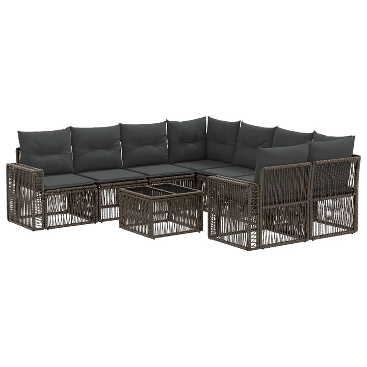 Havesofa Sæt 9 stk. Grå polyrattan