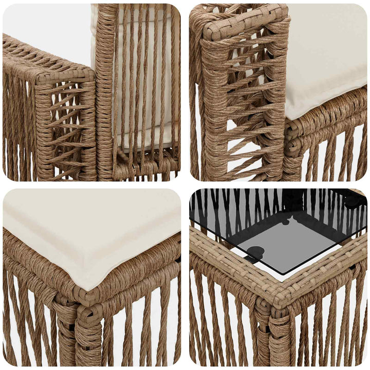 Havesofa Sæt 9 stk. Beige polyrattan