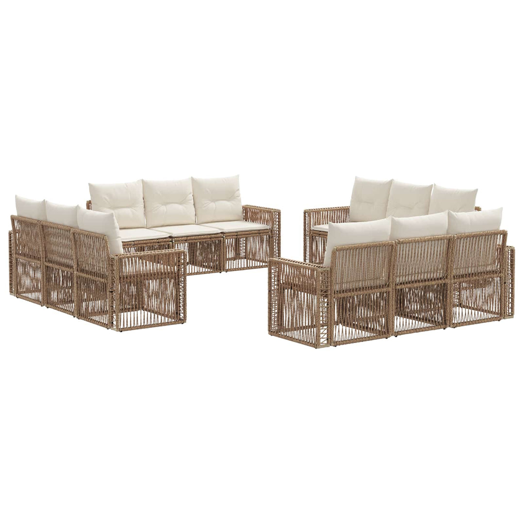 Havesofa Sæt 12 stk. Beige og cremehvid polyrattan