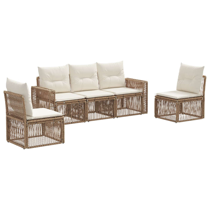 Havesofa Sæt 5 stk. Beige og cremehvid polyrattan