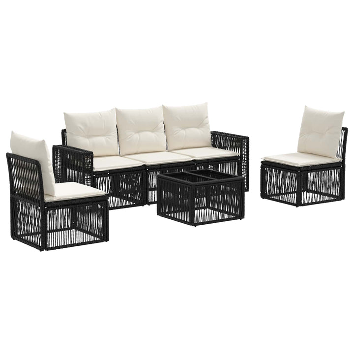 Havesofa Sæt 6 stk. Sort og Cremehvid polyrattan