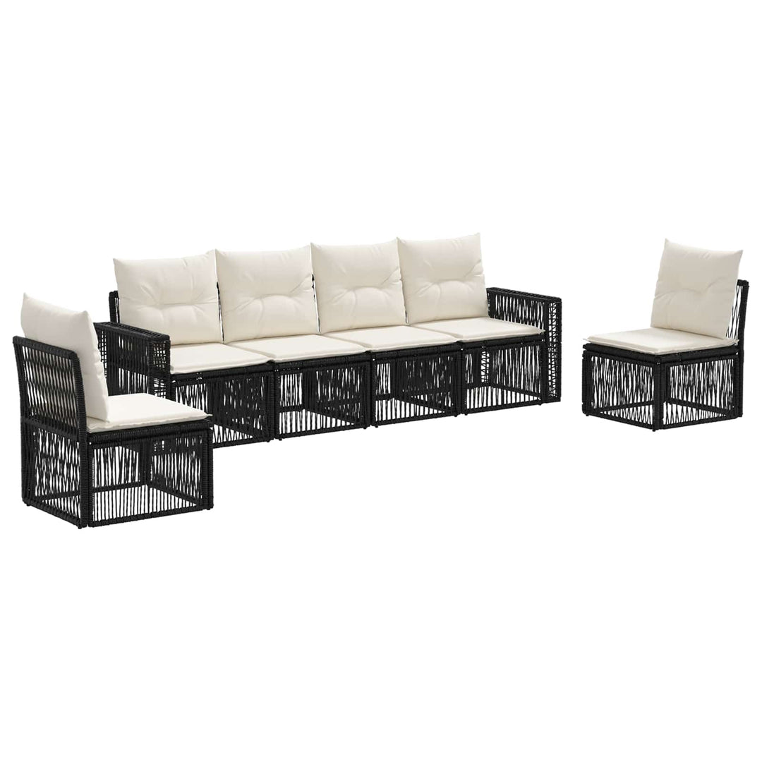 Havesofa Sæt 6 stk. Sort og Cremehvid polyrattan