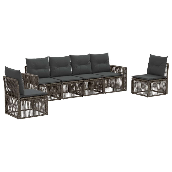 Havesofa Sæt 6 stk. Grå og Mørkegrå polyrattan