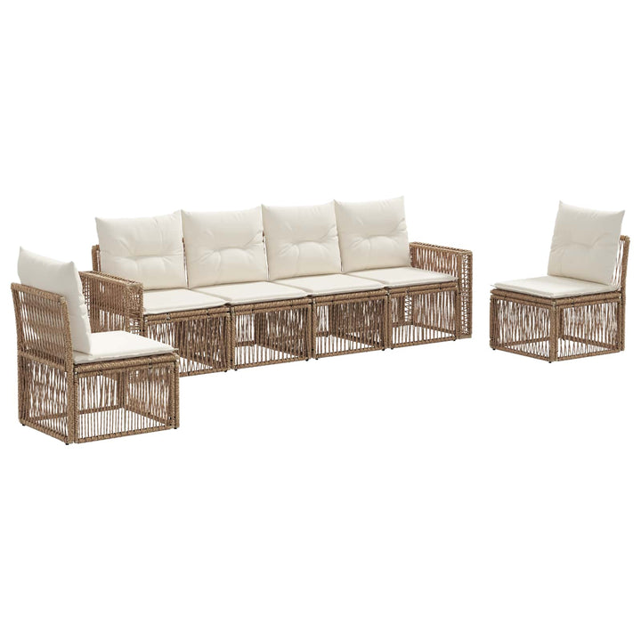 Havesofa Sæt 6 stk. Beige og cremehvid polyrattan