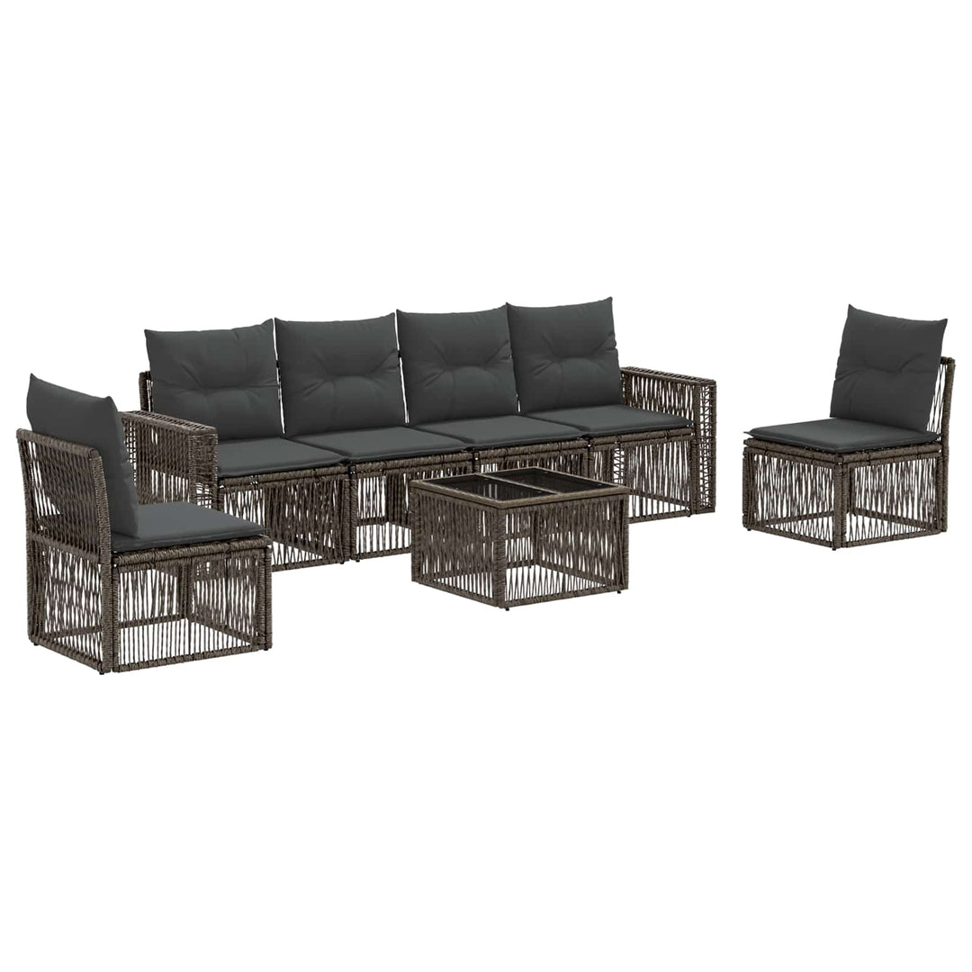 Havesofa Sæt 7 stk. Grå og Mørkegrå polyrattan