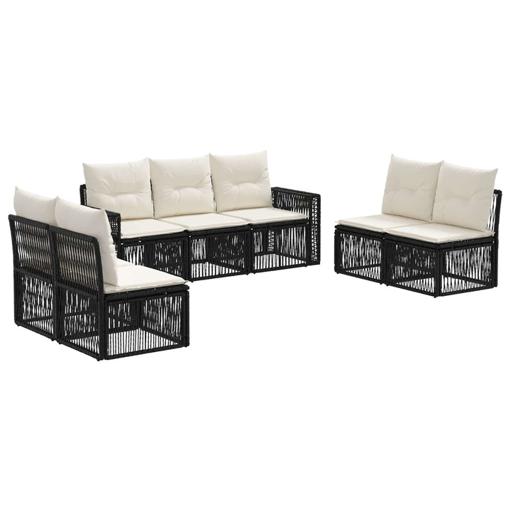 Havesofa Sæt 7 stk. Sort og Cremehvid polyrattan