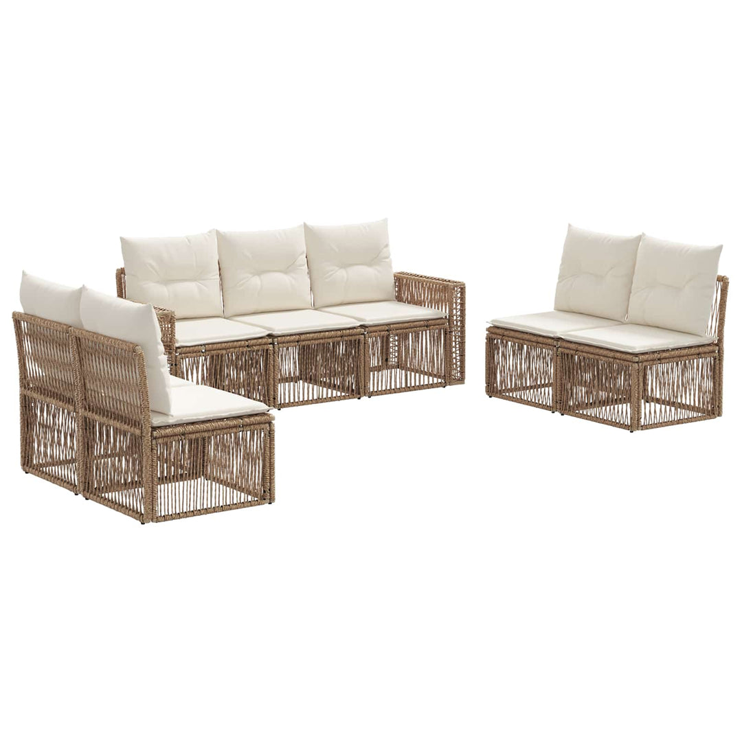 Havesofa Sæt 7 stk. Beige og cremehvid polyrattan