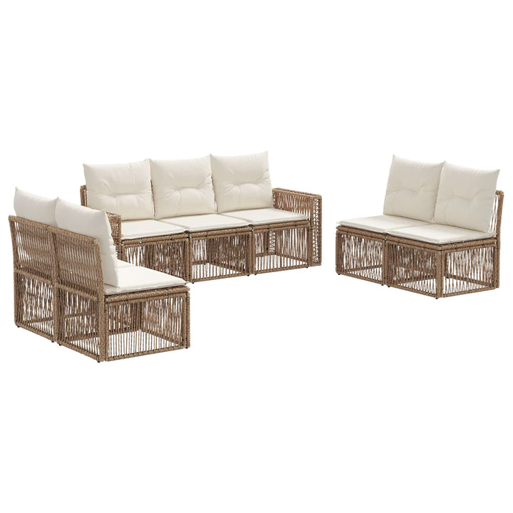 Havesofa Sæt 7 stk. Beige og cremehvid polyrattan