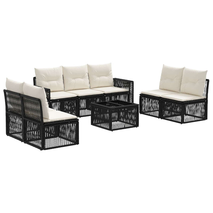 Havesofa Sæt 8 stk. Sort og Cremehvid polyrattan