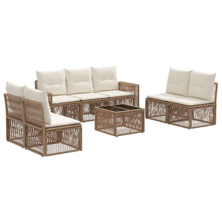 Havesofa Sæt 8 stk. Beige og cremehvid polyrattan