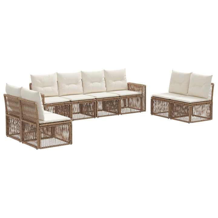 Havesofa Sæt 8 stk. Beige og cremehvid polyrattan