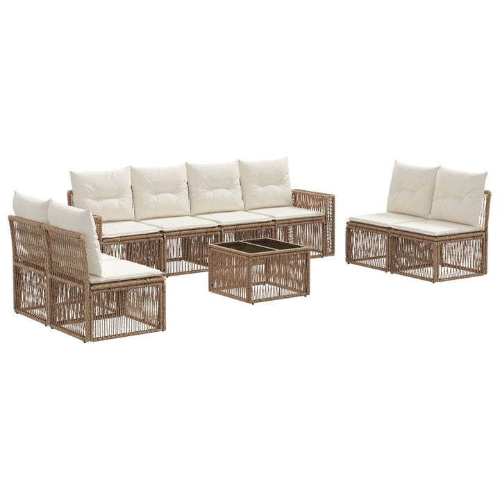 Havesofa Sæt 9 stk. Beige og cremehvid polyrattan