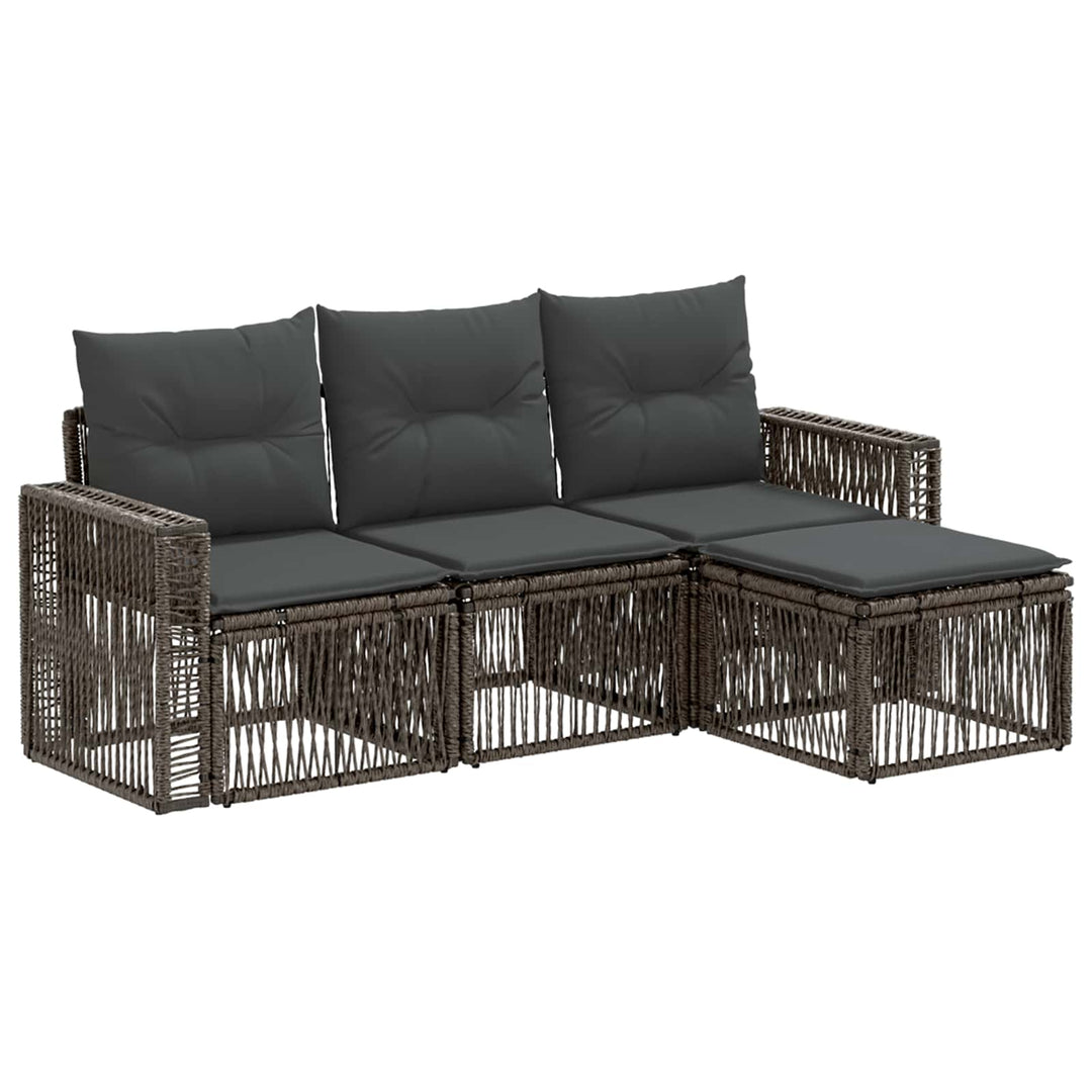 Havesofa Sæt 4 stk. Grå og Mørkegrå polyrattan
