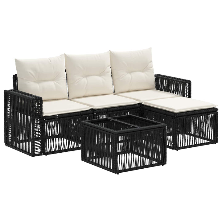 Havesofa Sæt 5 stk. Sort og Cremehvid polyrattan