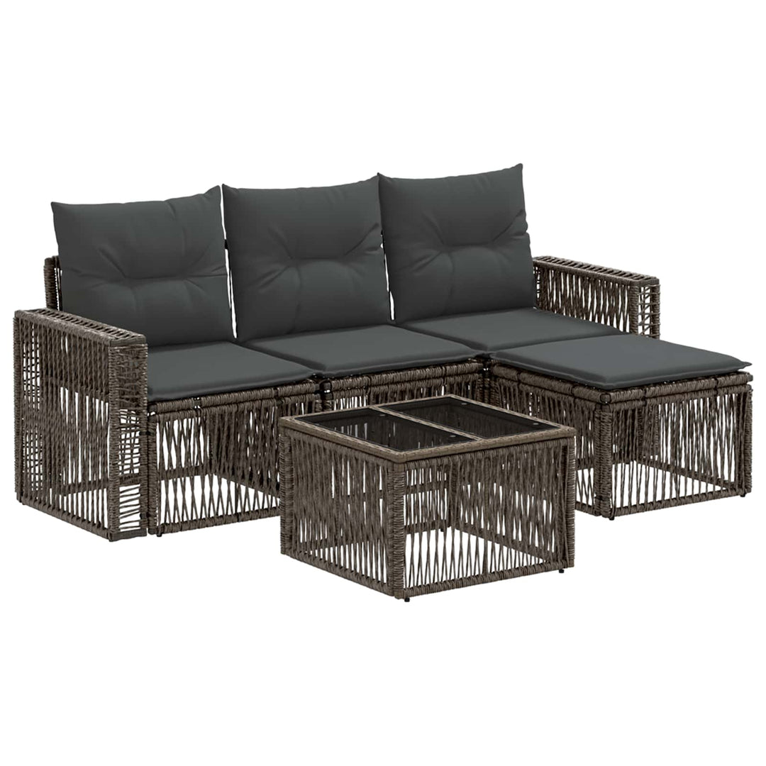 Havesofa Sæt 5 stk. Grå og Mørkegrå polyrattan