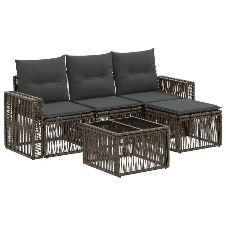Havesofa Sæt 5 stk. Grå og Mørkegrå polyrattan