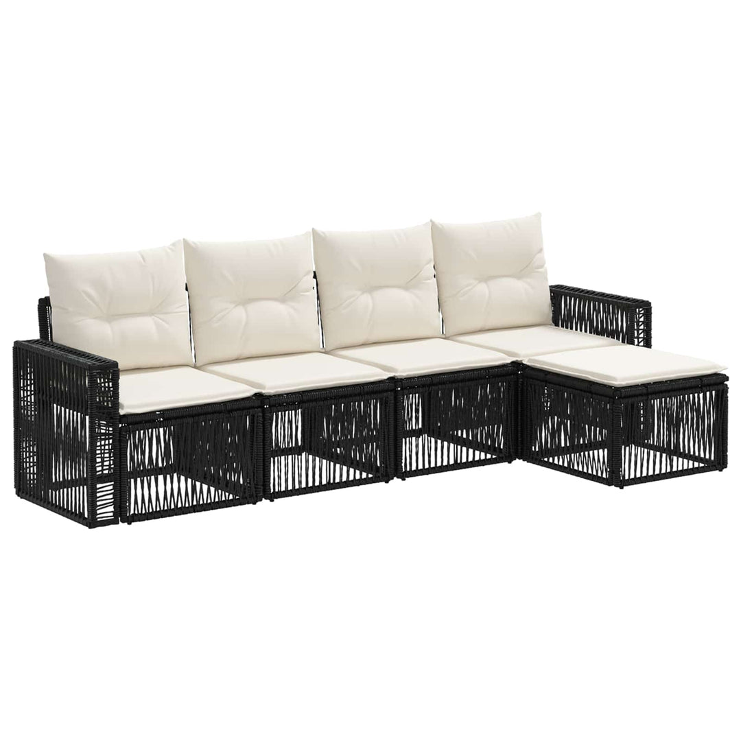 Havesofa Sæt 5 stk. Sort og Cremehvid polyrattan