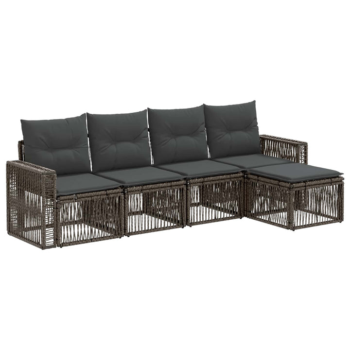 Havesofa Sæt 5 stk. Grå og Mørkegrå polyrattan