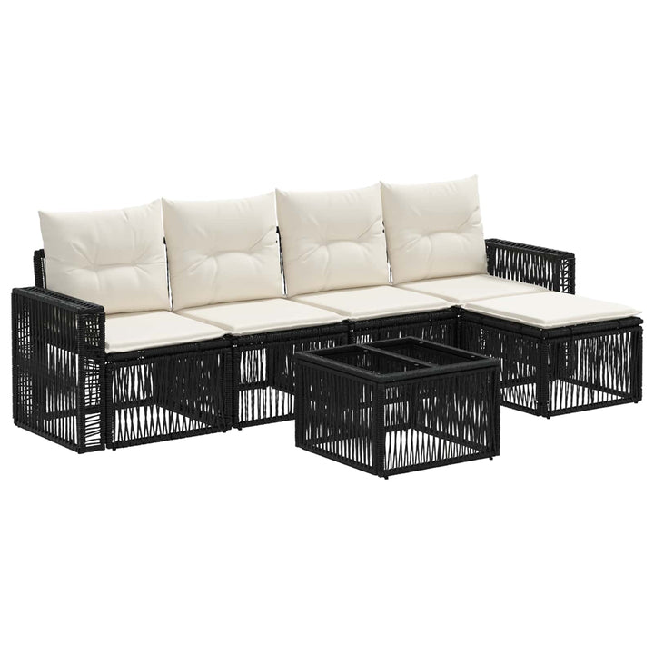 Havesofa Sæt 6 stk. Sort og Cremehvid polyrattan