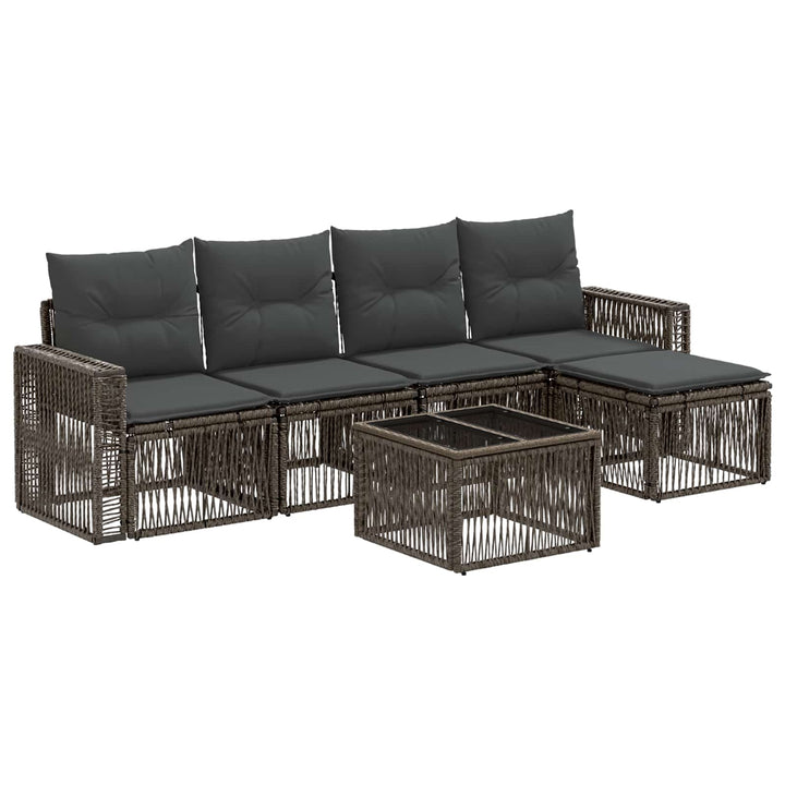 Havesofa Sæt 6 stk. Grå og Mørkegrå polyrattan