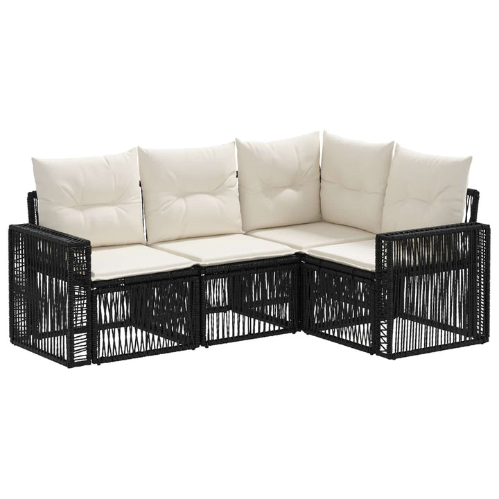 Havesofa Sæt 4 stk. Sort og Cremehvid polyrattan