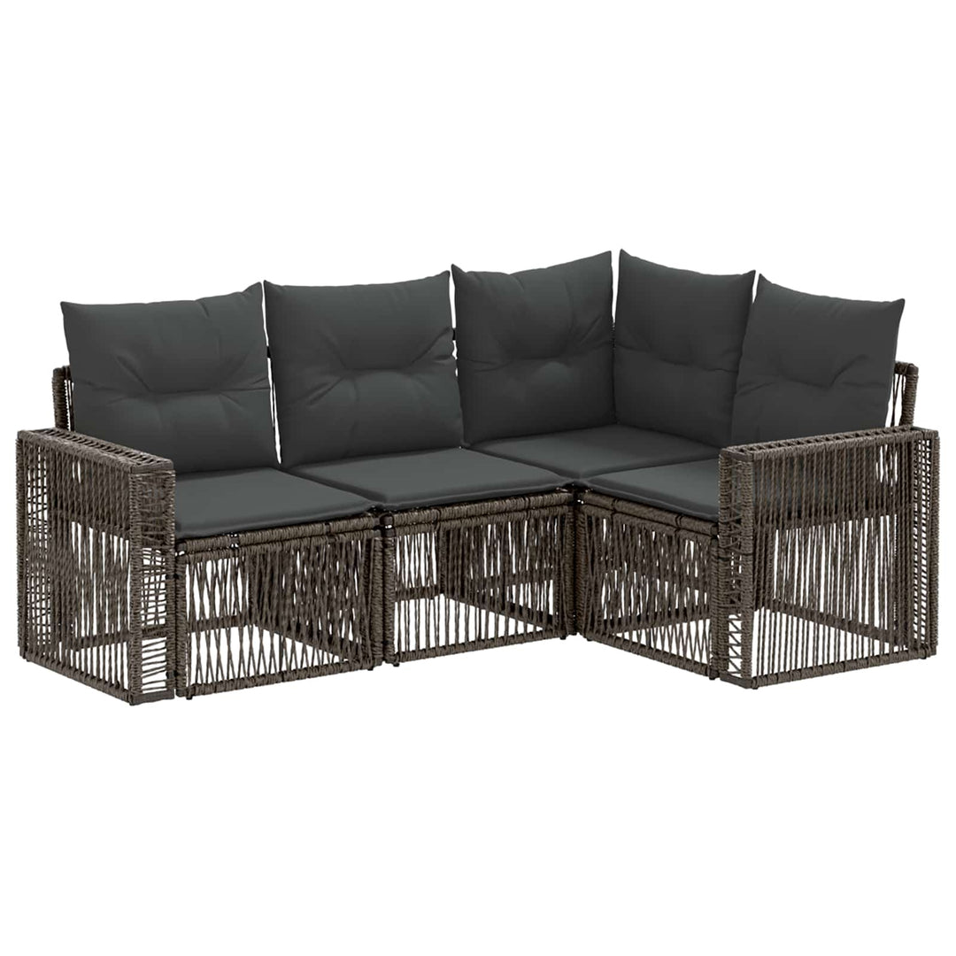 Havesofa Sæt 4 stk. Grå og Mørkegrå polyrattan