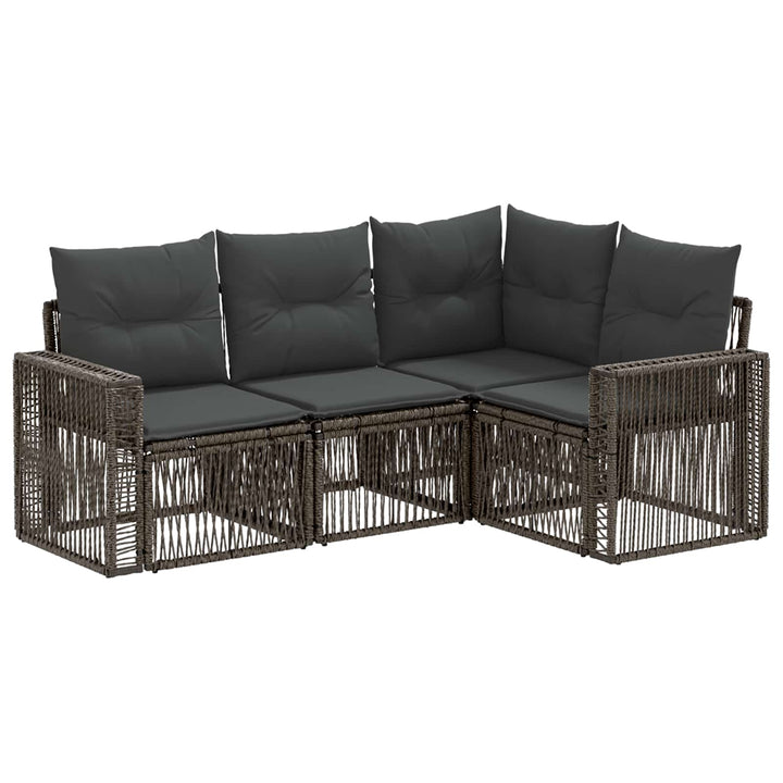 Havesofa Sæt 4 stk. Grå og Mørkegrå polyrattan