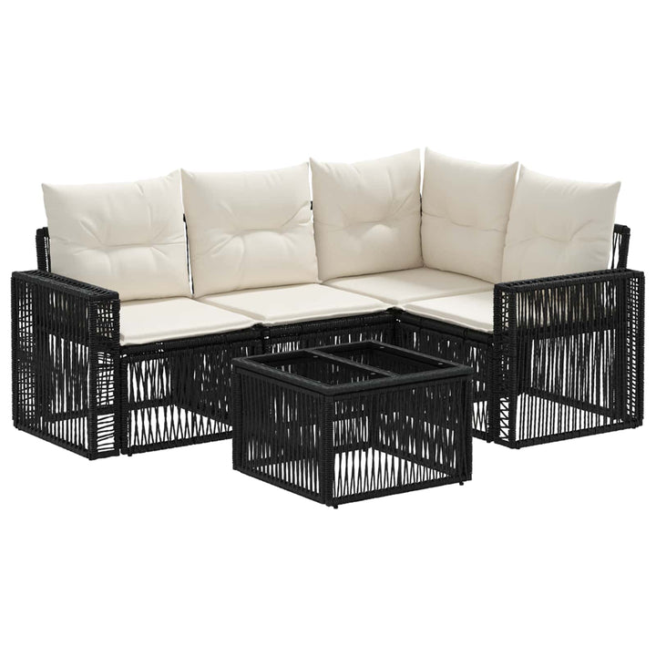 Havesofa Sæt 5 stk. Sort og Cremehvid polyrattan