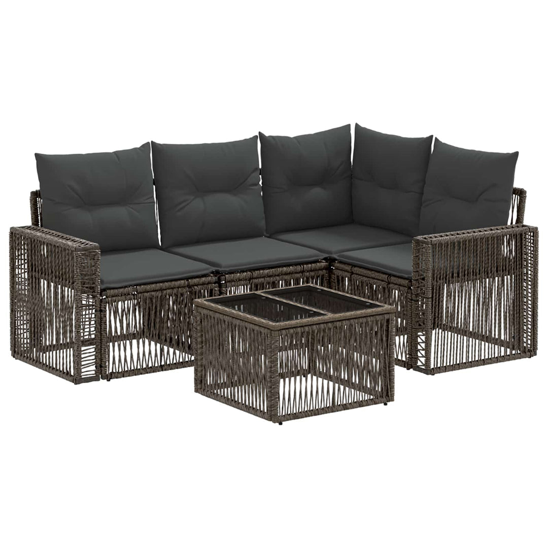 Havesofa Sæt 5 stk. Grå og Mørkegrå polyrattan