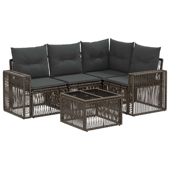 Havesofa Sæt 5 stk. Grå og Mørkegrå polyrattan