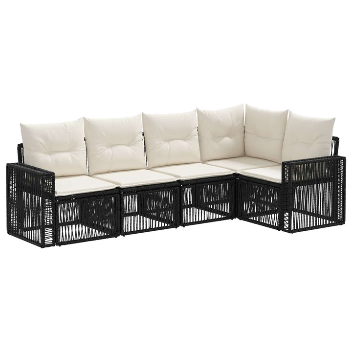 Havesofa Sæt 5 stk. Sort og Cremehvid polyrattan