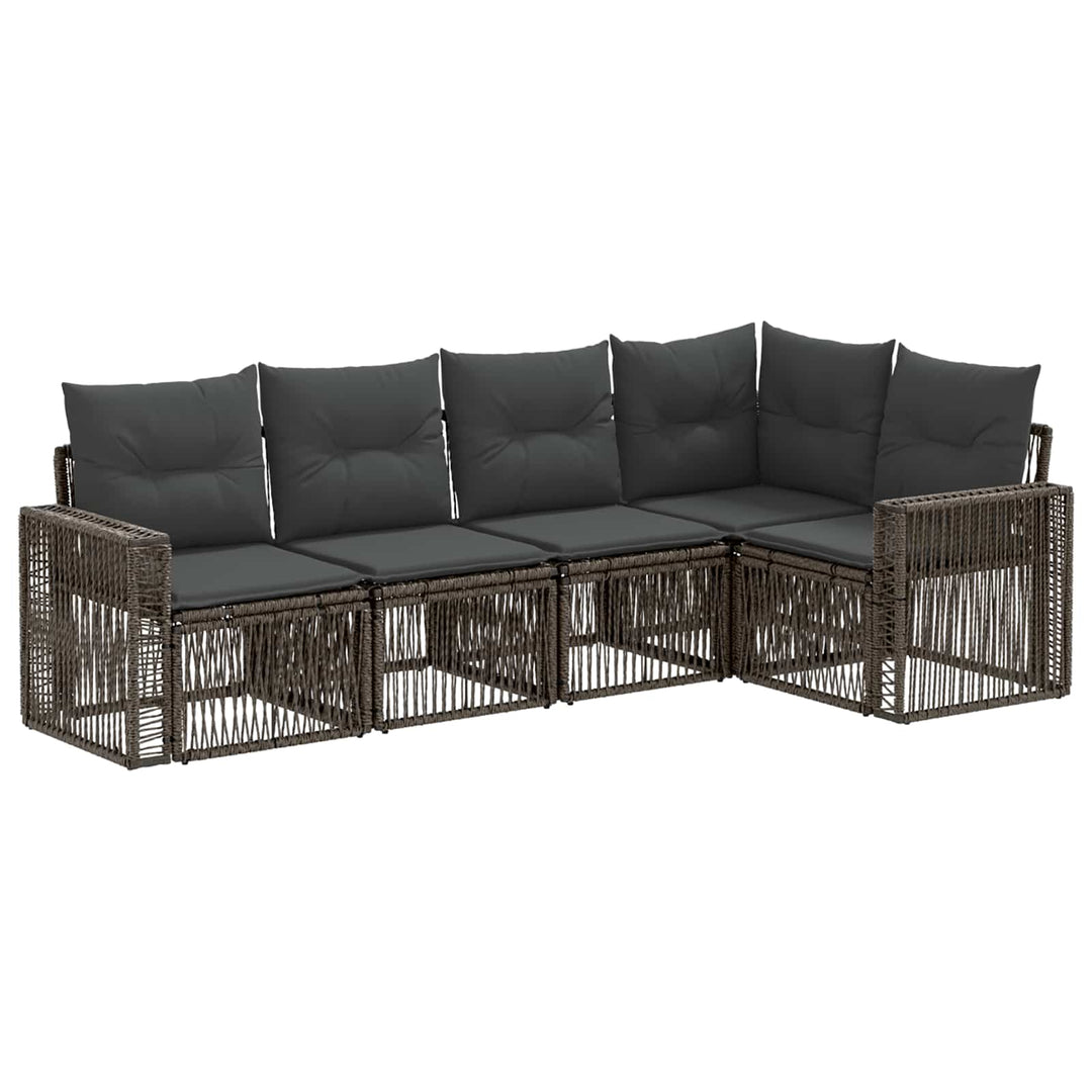 Havesofa Sæt 5 stk. Grå og Mørkegrå polyrattan