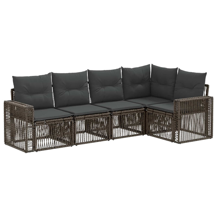 Havesofa Sæt 5 stk. Grå og Mørkegrå polyrattan