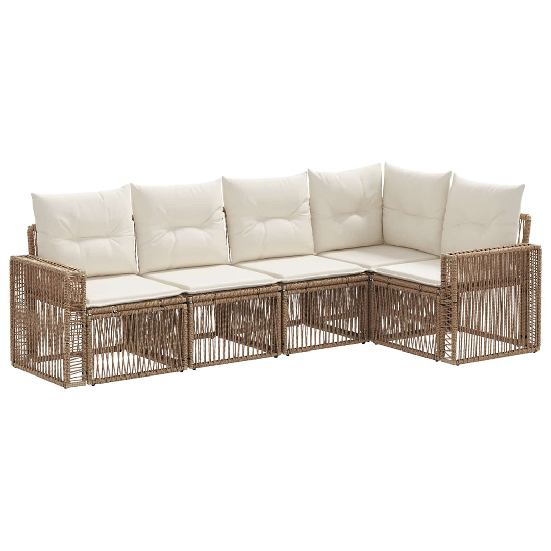 Havesofa Sæt 5 stk. Beige og cremehvid polyrattan