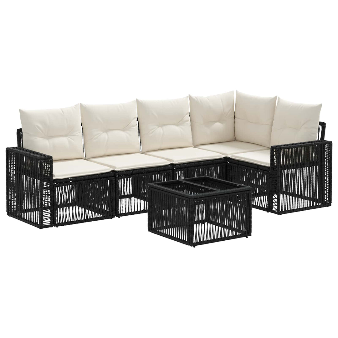Havesofa Sæt 6 stk. Sort og Cremehvid polyrattan