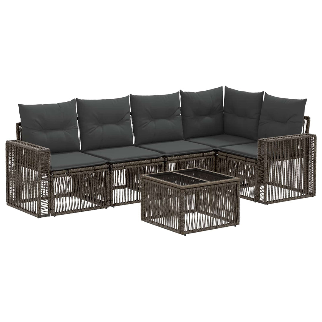 Havesofa Sæt 6 stk. Grå og Mørkegrå polyrattan