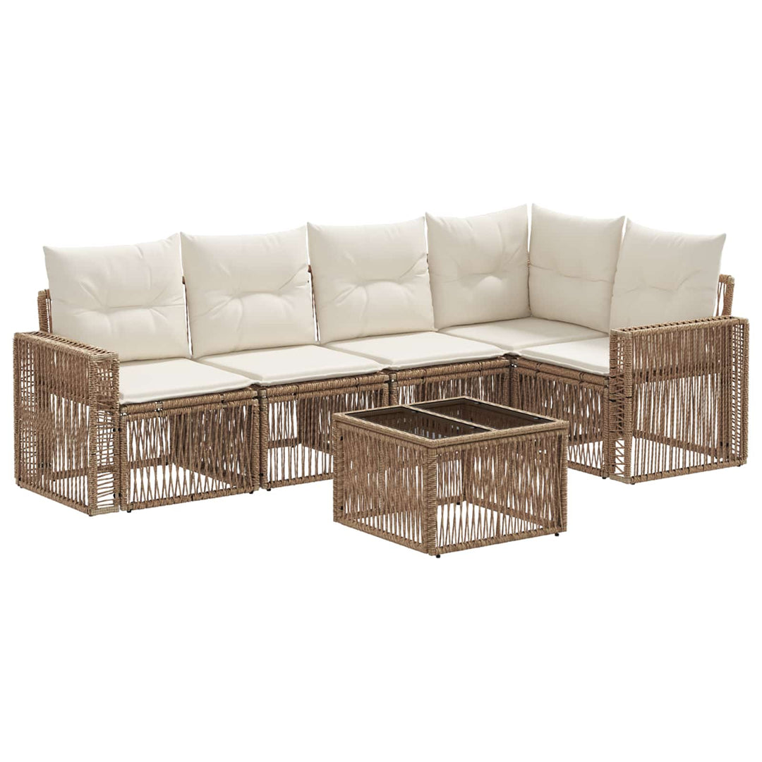 Havesofa Sæt 6 stk. Beige og cremehvid polyrattan
