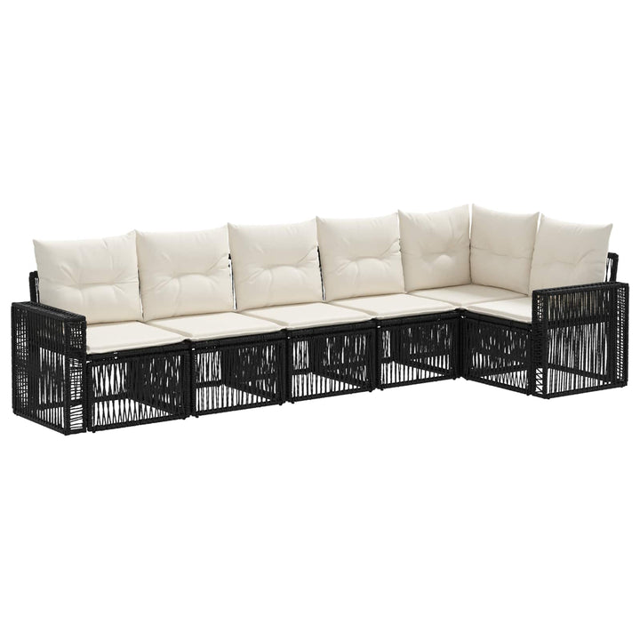Havesofa Sæt 6 stk. Sort og Cremehvid polyrattan