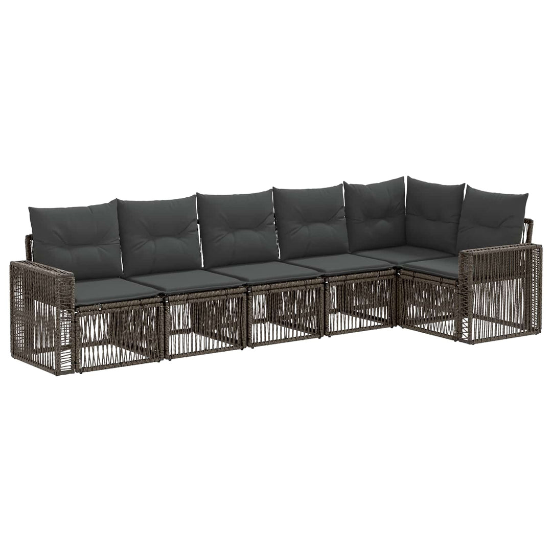 Havesofa Sæt 6 stk. Grå og Mørkegrå polyrattan