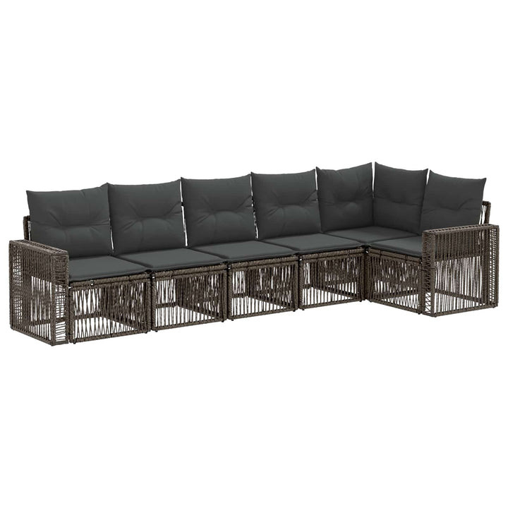 Havesofa Sæt 6 stk. Grå og Mørkegrå polyrattan